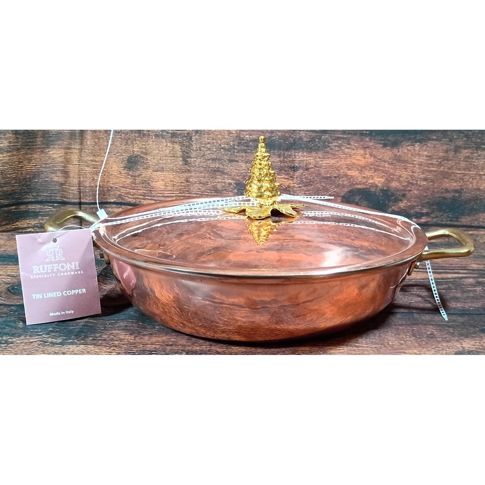 Ruffoni Historia Tin Lined Copper Braiser 10.5" Christmas Tree Finial Italy NEW